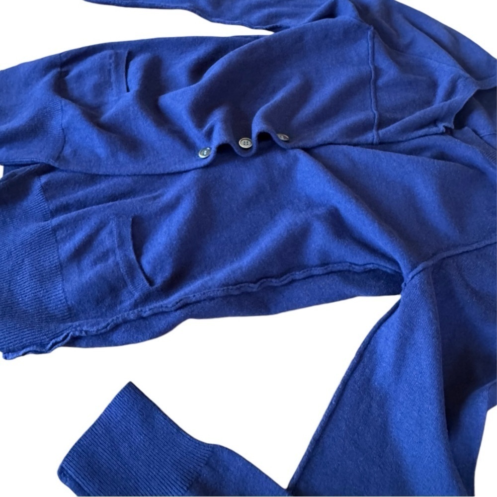 Isabel Murant Etoile ✘ Wool Blend Button Ribbed Plunge Cardigan, Blue, M - Picture 6 of 13